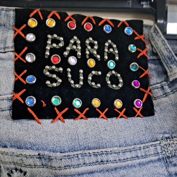 🇨🇦PARASUCO vintage **Unique Sequend Bling denim jeans with canadian symbol - Picture 5 of 7